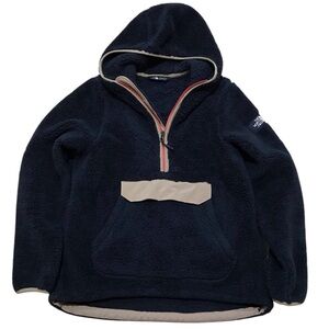 The North Face Women Fleece Pullover Hoodie w/ 1/2 Zipper (Navy Blue)